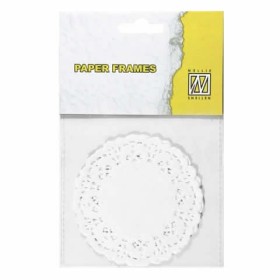 Lace paper, Ø8.9cm, white, 12 pcs