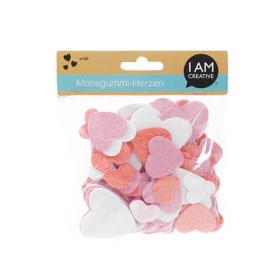 Rubber foam glitter hearts, 120 pcs