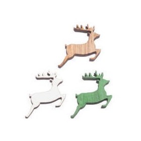 Wood Reindeer Deco 3D, 2.5x2x0.7cm, 12 pcs