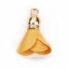 Fabric flower pendant with end cap, 4 pcs, beige/gold