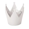 Candle holder crown, 10x10x9.5cm, white metal with glass