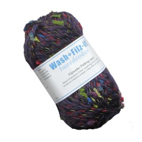 Machine felting wool, Tweed plum