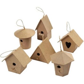 Cardboard Mini Bird houses H7cm, 6 pcs