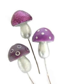 Funky mushrooms, purple mix, 5cm, 3 pcs