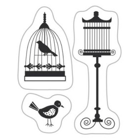 Clear stamp - Birds with cage
