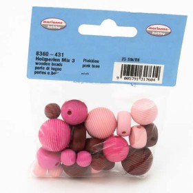 Wooden beads, pink mix