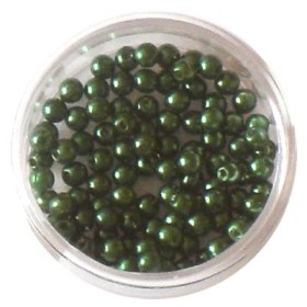 Wax beads, 4mm, 100 pces, fir-green