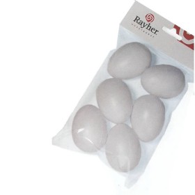 White plastic eggs, 60mm, 6 pcs