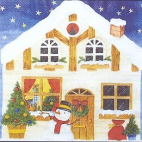 Napkin snowman and house, 1 piece