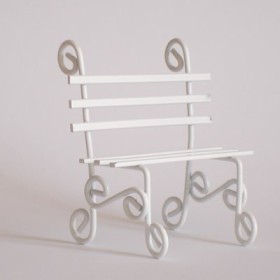 Metallic white bench, 6cm