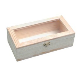 Wooden box with plastic window 24x12x7.5cm