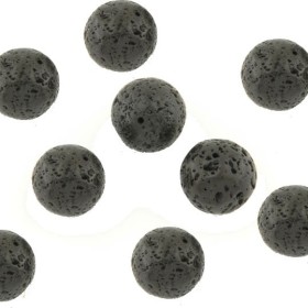 Lava beads, 10mm, black, 10 pcs
