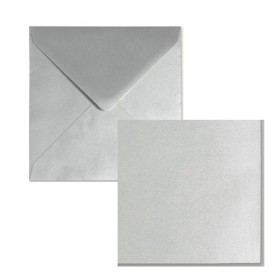 Set 5 cards and envelopes, metallic silver