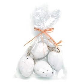Plastic eggs, white, 6 pcs, 5cm