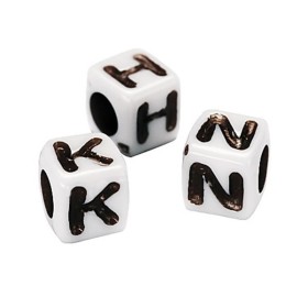 Plastic Bead Letters, white with black letters
