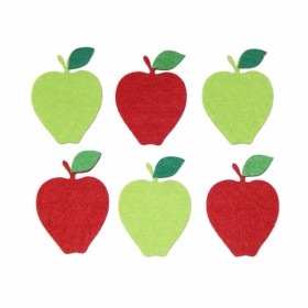 Felt apples, green/red, 4.5cm, 6 pcs