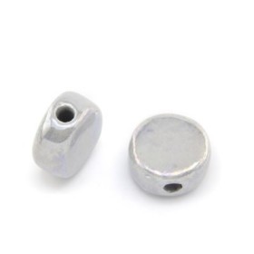 Flat ceramic bead Ø12x7mm, grey, 5 pcs
