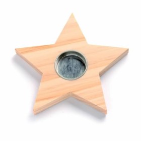 Wooden candle holder star, 15cm