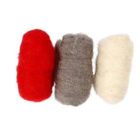 Sheep's wool, red/white/grey