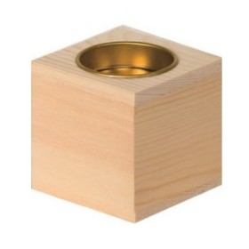 Wooden candle holder, cube 6x6x6cm