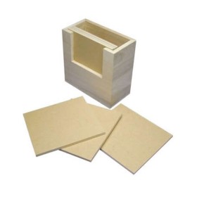 Wooden box with coasters 11.5x10.5cm