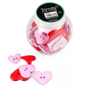 Assorted buttons hearts, 80 pcs