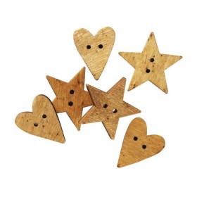 Tilda - Wood buttons Hearts & Stars