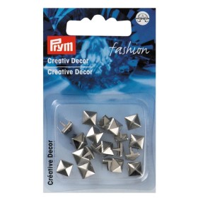 Assorted studs silver-coloured, square, 20 pcs