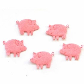 Felt pigs 5cm, 4 pcs, pink