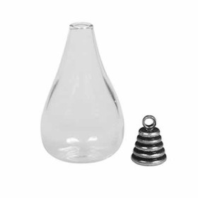 Glass bottle pendant , 1.8x3.5cm, old silver