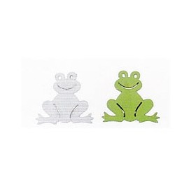 Wooden Frogs, 3.8x3.4cm/8pcs white/green