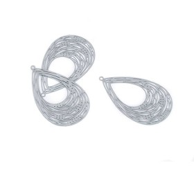 Laser cut pendant Earrings, drop, grey, 2 pcs
