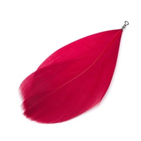 Feather with crimp end, +/- 75mm, bordeaux, 1 pcs