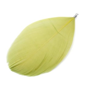 Feather with crimp end, +/- 75mm, green, 1 pcs