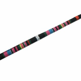 Ethnic cord, cotton, Ø6mm/1m, black / pink