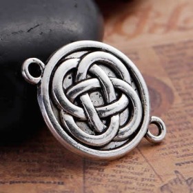 Connector Celtic Knot, silver color, 4 pcs