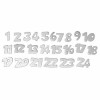 Cardboard numbers silver from 1 to 24, 2cm