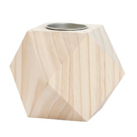 Wooden candle holder, Geometric, 9cm