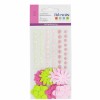 Cuentas planas y flores de papel, rosa-verde