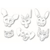 Masques en papier cartonné assortis pour enfants, 6 pcs