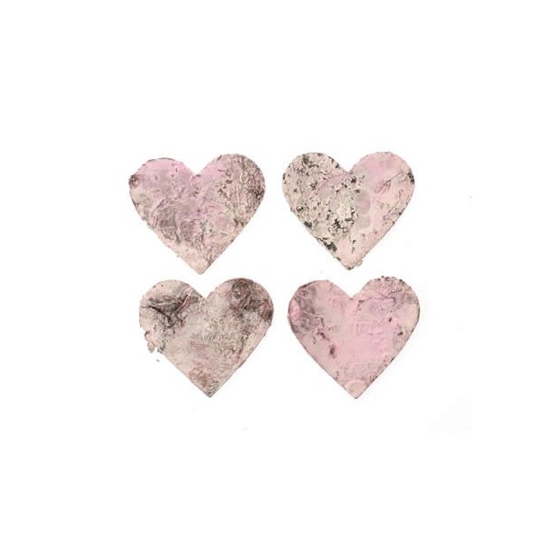 Bark Hearts pink, 4cm, 18 pcs