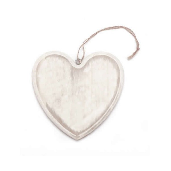 Wooden heart 15x14x1.5cm white