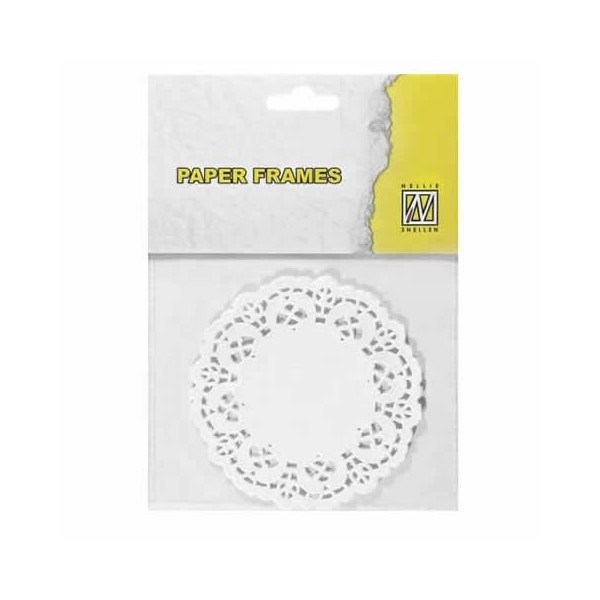 Lace paper, Ø10cm, white, 12 pcs