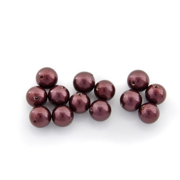 Perles rondes nacrées lie-de-vin, 6mm, +/-70pcs