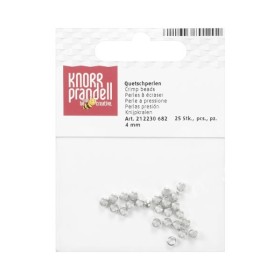 Perles à écraser en métal couleur argent, 4mm, 25 pcs