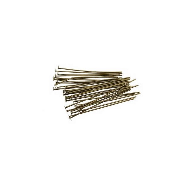 Head pins, 38mm, copper, 20 pcs