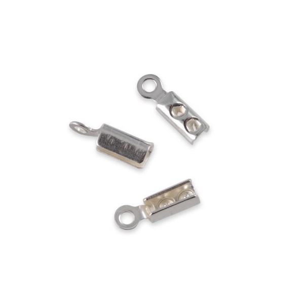 End cord fold crimps silver, 2mm, 4 pcs