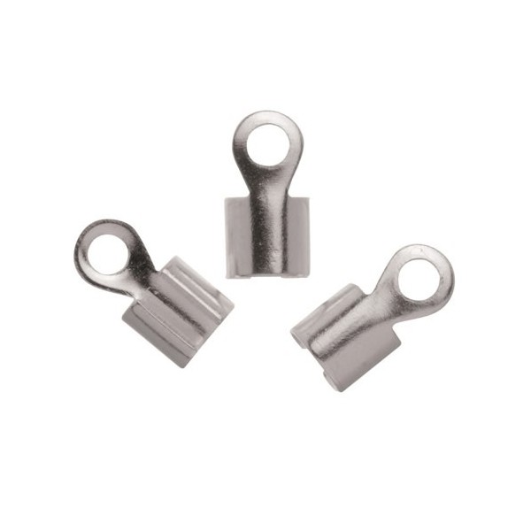 End cord fold crimps silver, 5x9.5mm, 20 pcs