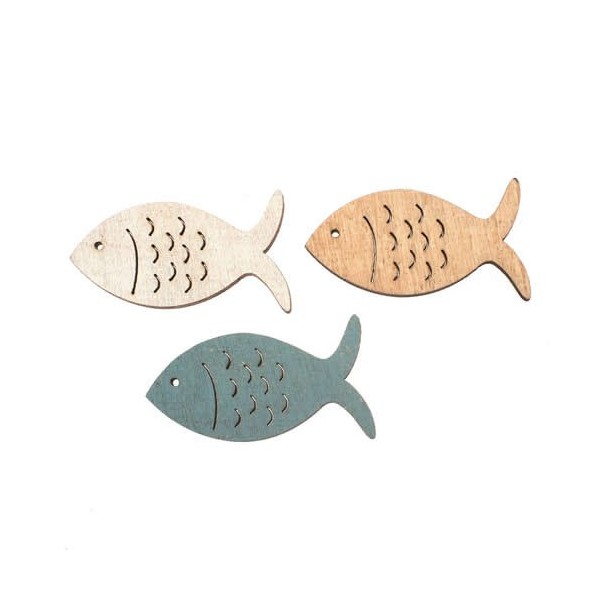 Wooden fishes, 12 pcs