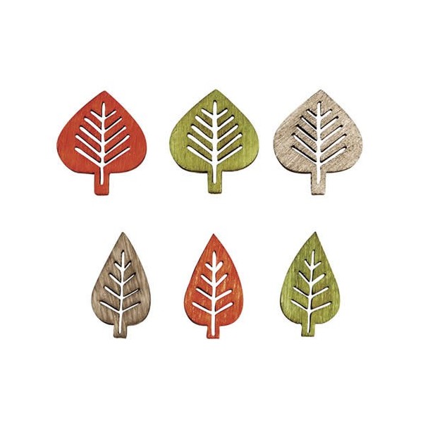 Wooden leaves, 2cm, 8 pcs